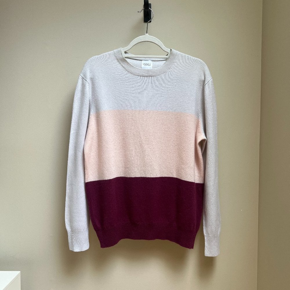 Madeleine Thompson Colorblock 100% Cashmere Crewneck Sweater